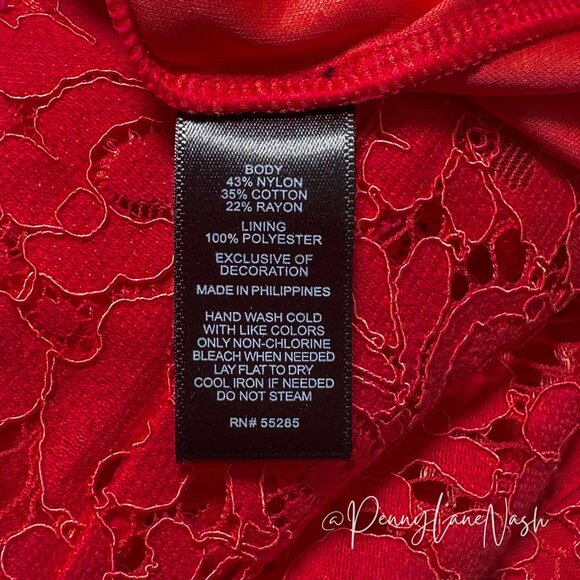 Express Red Piped Lace Midi Sheath Dress - Picture 9 of 16